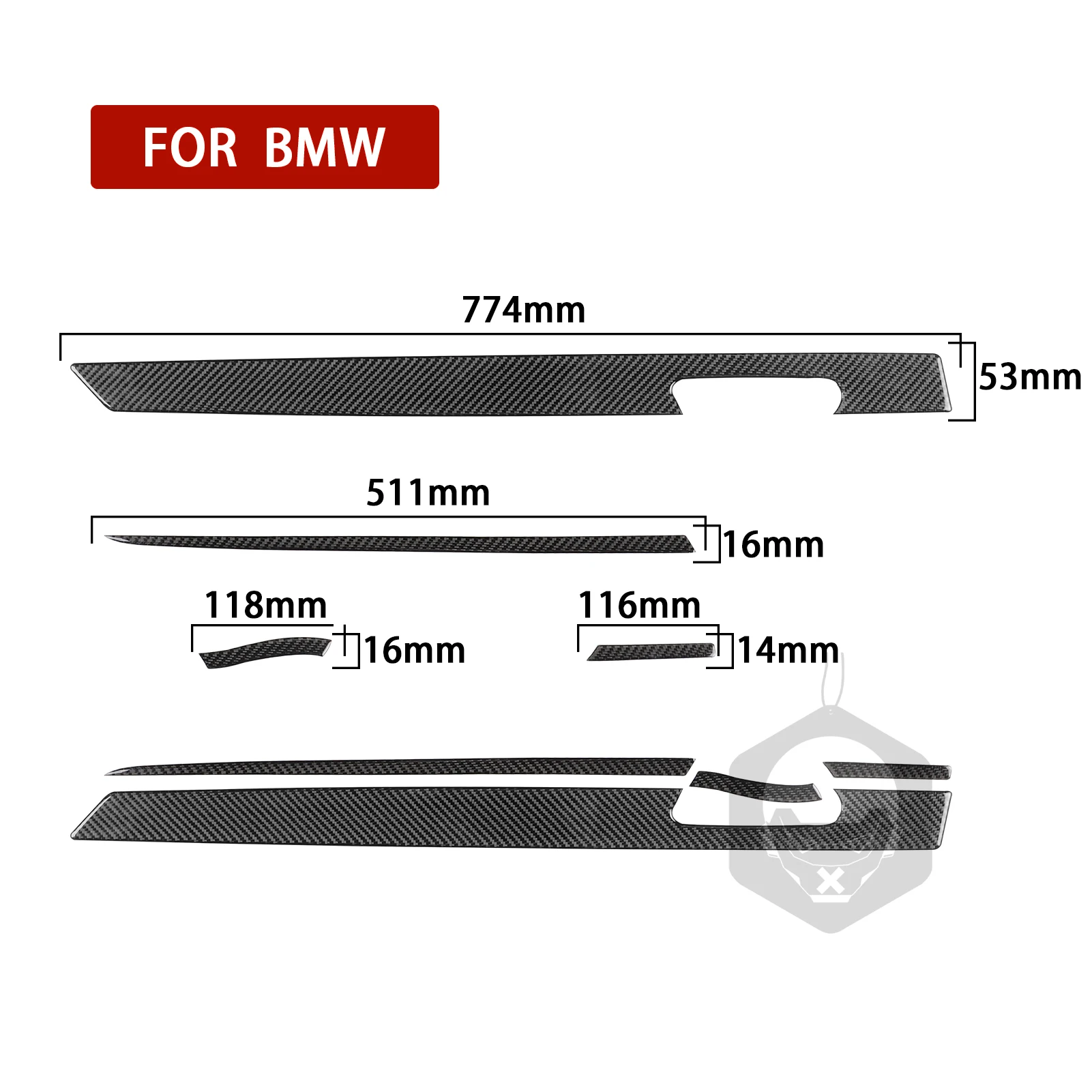 لسيارات BMW 7 Series F01 2009-2014 تعديل ألياف الكربون الباب الخلفي غطاء الكسوة البيانو الأسود ملصقات الملحقات الداخلية