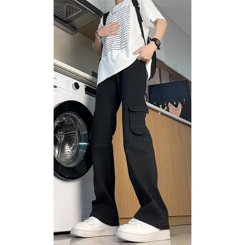 

Мужские летние джинсы Bla Workwear: американские, премиум-класса, из денима, прямого кроя, зауженные, с множеством карманов, средней посадки