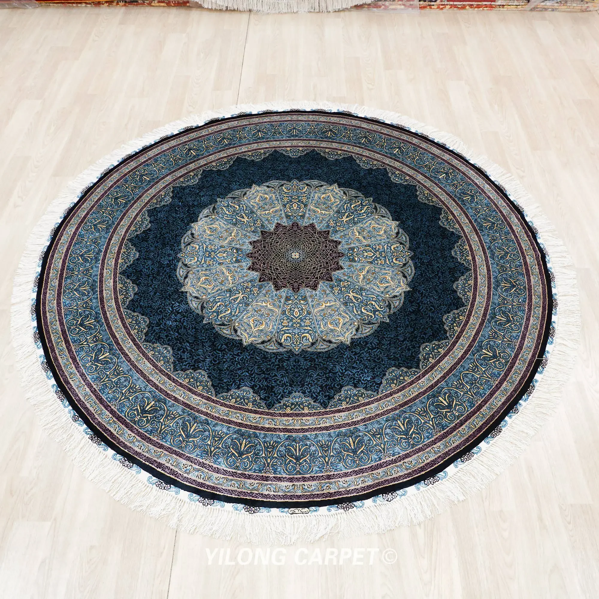 183x183cm Round Turkish Flower Cutt Persian Price 100 Strand Whole Handmade Natural Touch Silk Carpet Home textiles