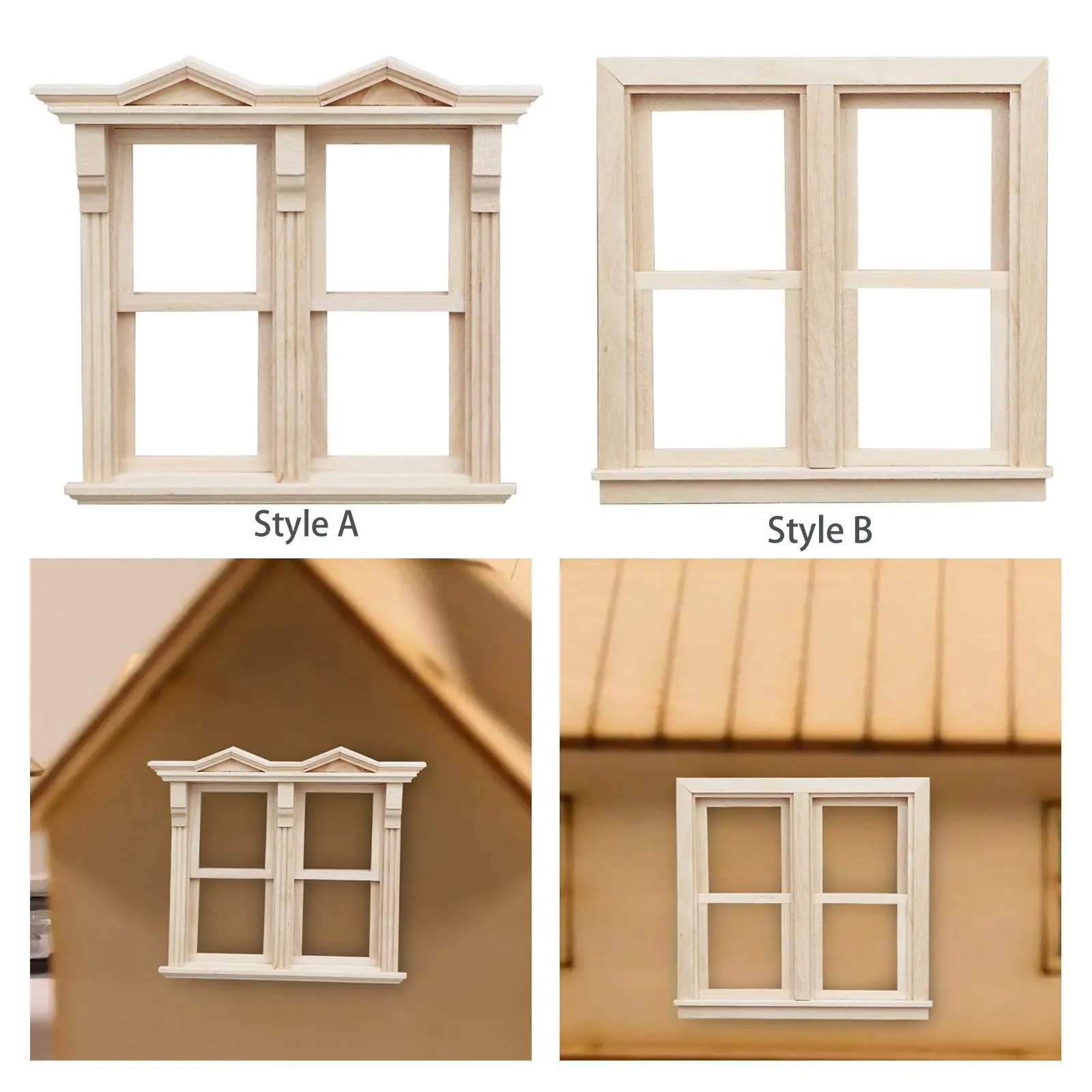 1/12 Dollhouse Miniature DIY Wooden , Dollhouse , Miniature Furniture Window