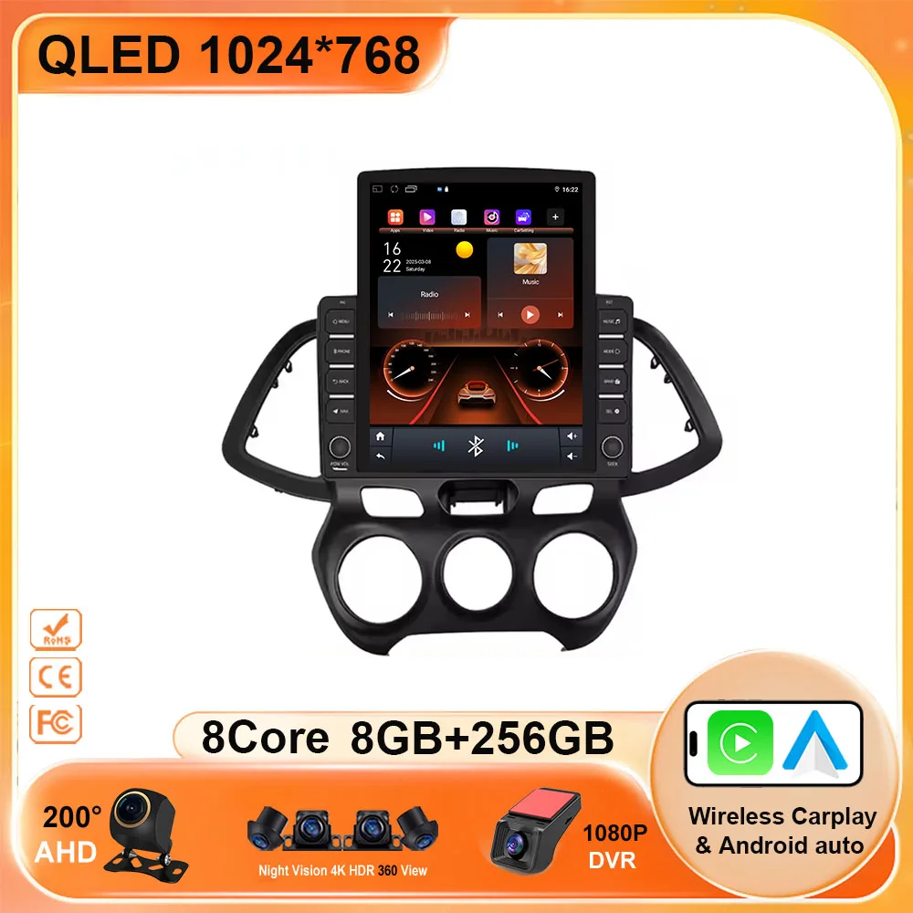 9.7 Vertical Style Screen Android 15 Car Radio For Hyundai Santro Atos 2018 2019 GPS Navigation Multimedia screen Player WIFI