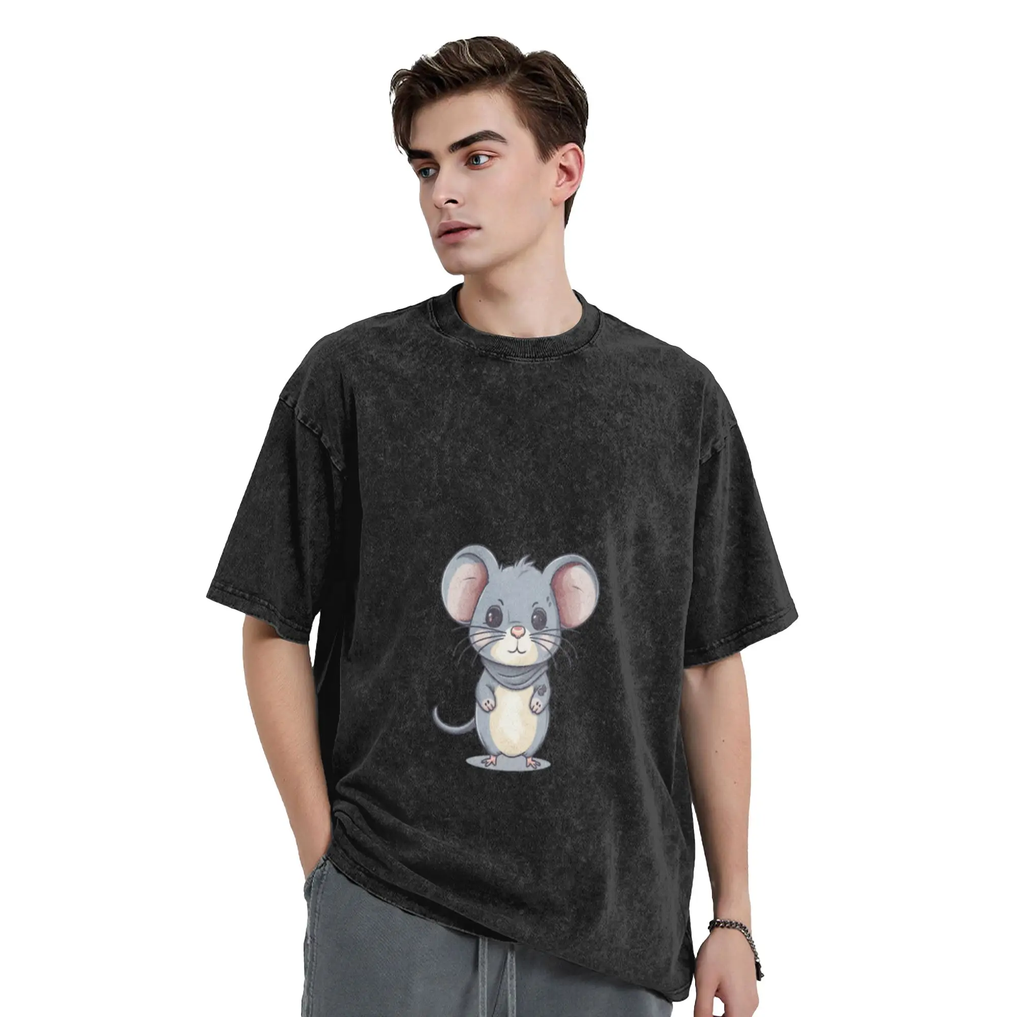 LITTLE SWEET MOUSE  SHIRT FOR THE SUMMER  OR AS A GIFT Trendy A T-Shirt Oversized Short Sleeve Men's Women's Cotton Tees Tops