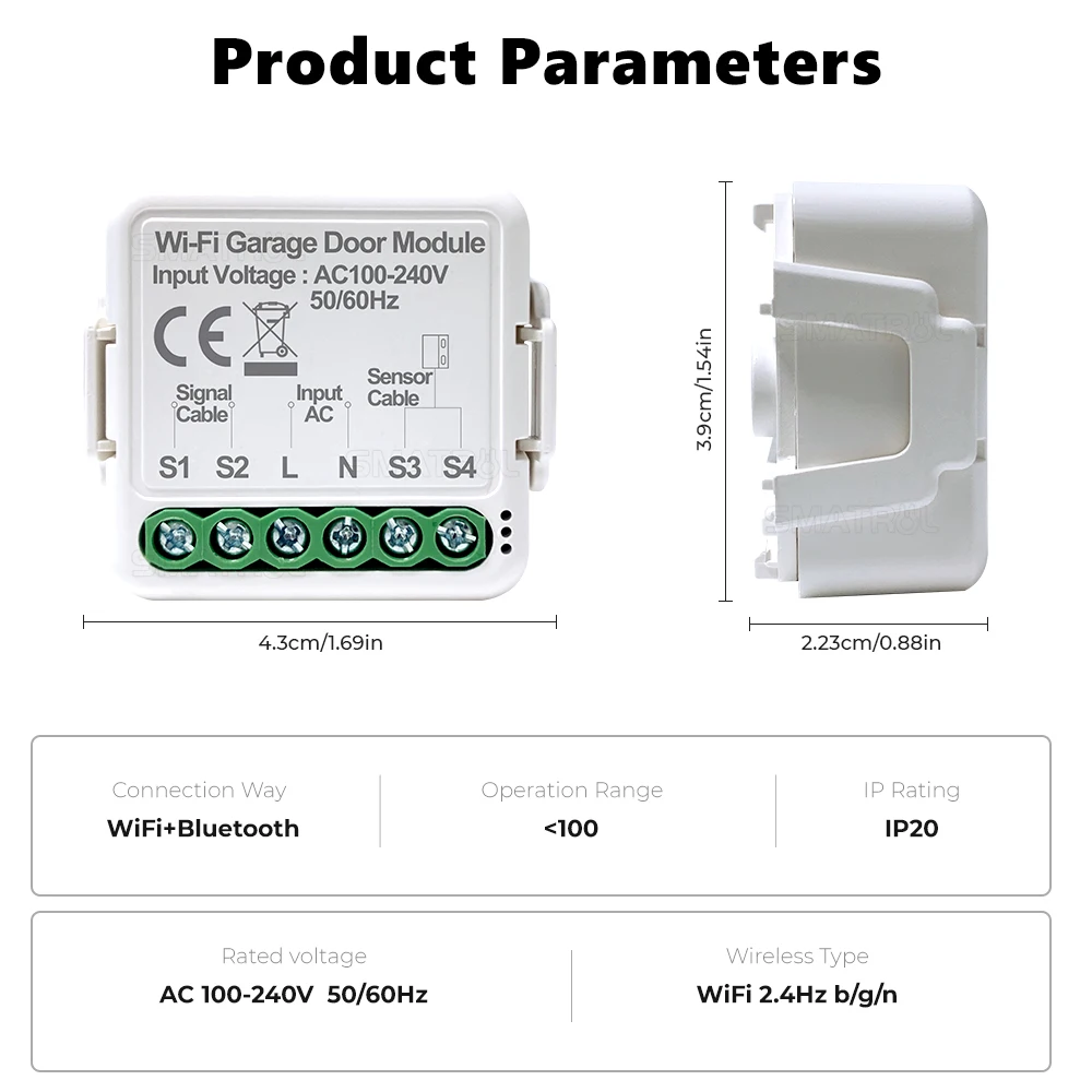 ONENUO WiFi Smart Garage Door Opener Controller Tuya App Switch Automation Module Works with Alexa Google Home Siri