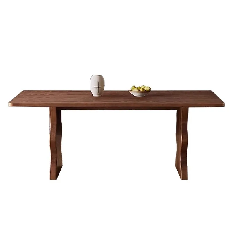 

French retro ash wood all solid wood, small apartment family rectangular dining table and chairs Internet celebrity