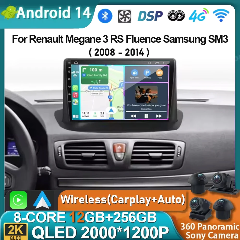 

Android 14 For Renault Megane 3 RS Fluence Samsung SM3 2008 2010 2014 Android Car Radio Multimedia stereo Player CarPlay