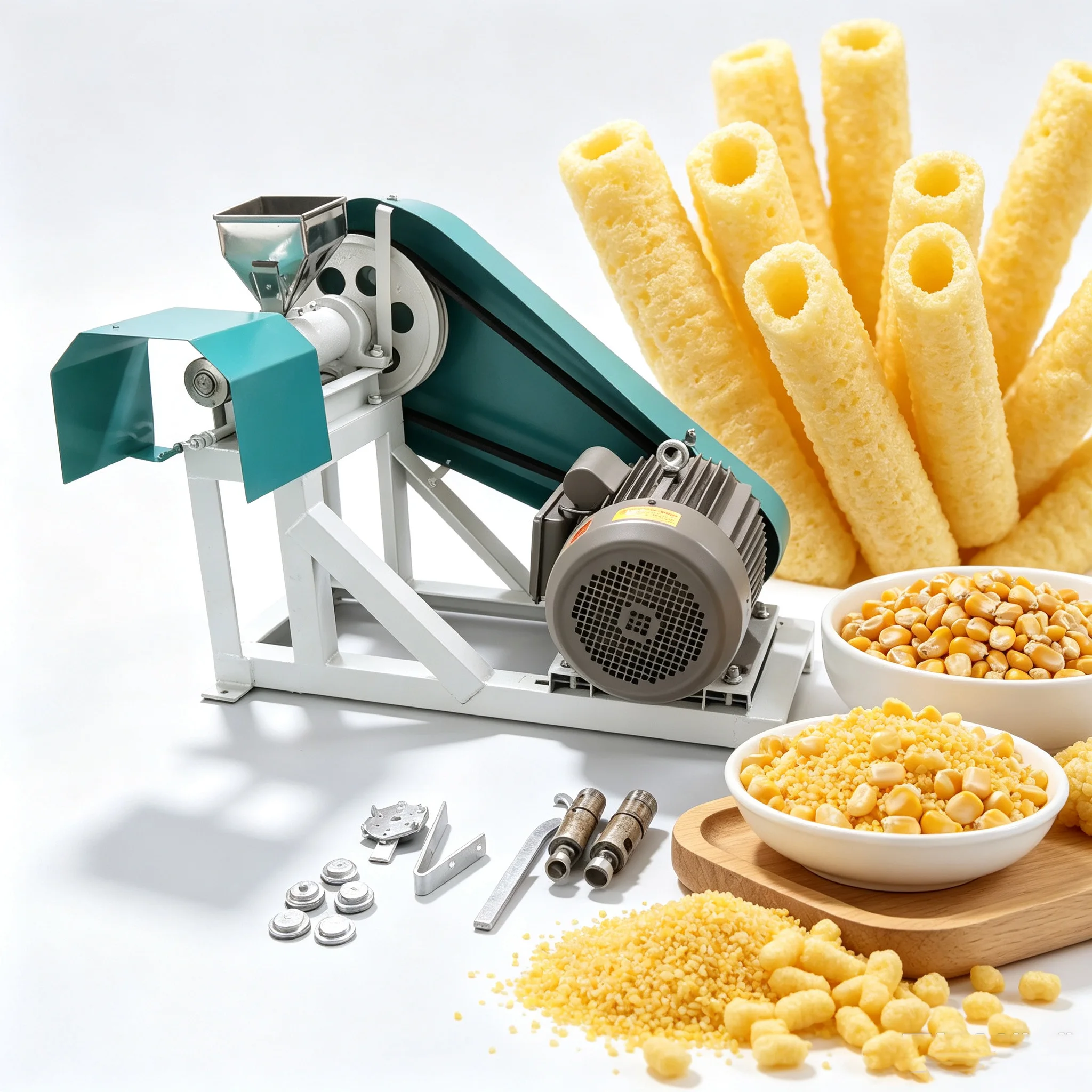 Commercial Puffed Snack Extrusion Equipment, Automatic Corn Chips Food Puff Extruder Production Line for Snack Processing