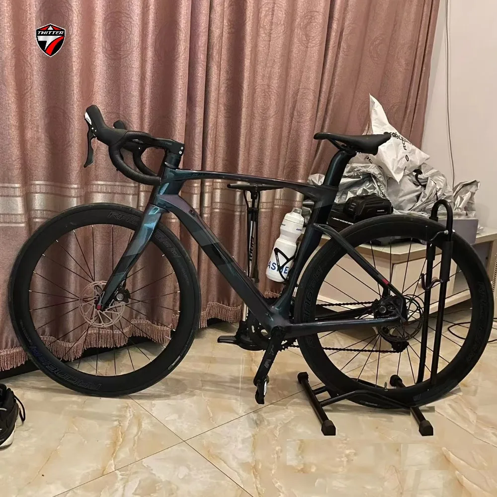 تويتر تورنادو ألتيميت EDS TX7100 ناقل الحركة الإلكتروني 24 سرعة، كابل داخلي، دراجة طريق من ألياف الكربون، فرامل قرص الزيت الهيدروليكي