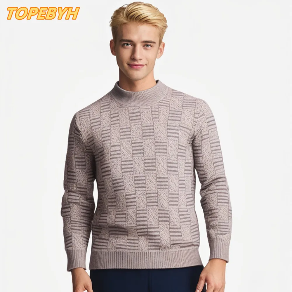 

High Quality Men's New Autumn and Winter Casual Warm Color Block Sweater Knit Tops Man Clothes