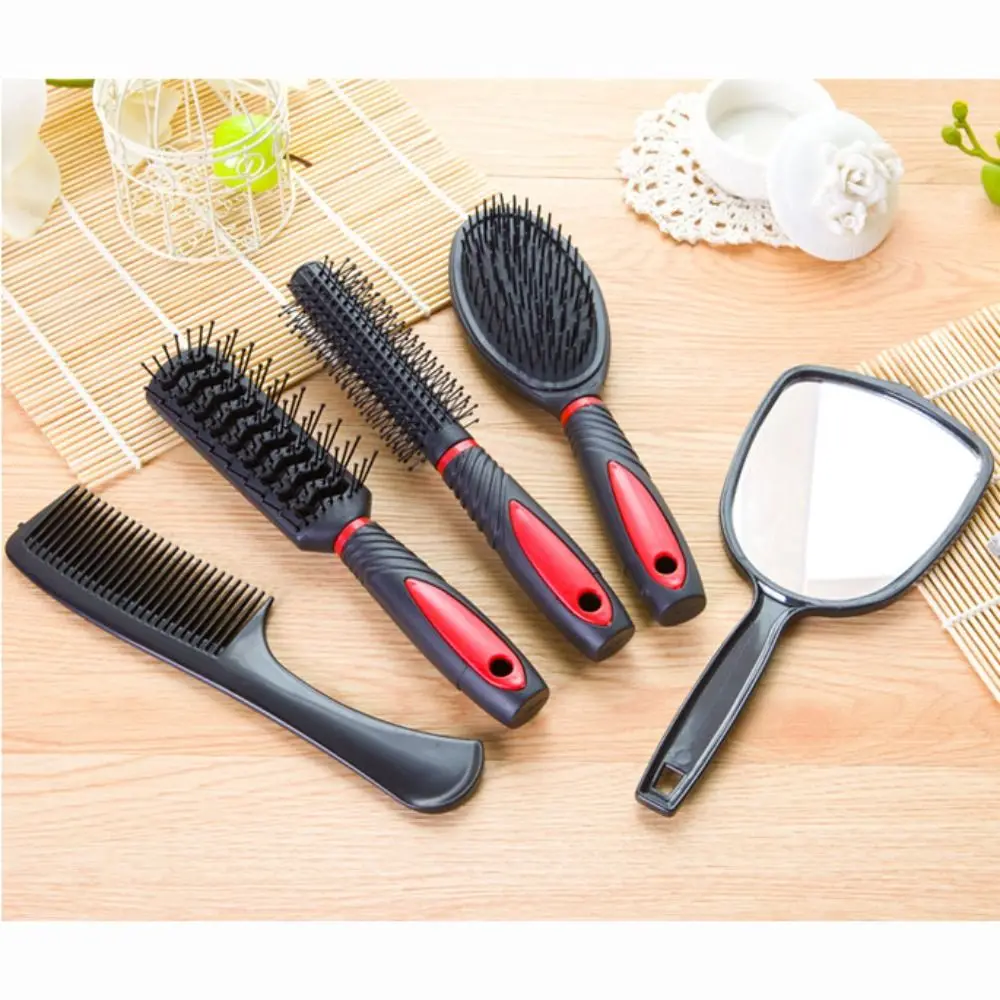 

5pcs/set Professional Massager Comb Mirror Set Anti-static Anti-slip Makeup Mirror Hairbrush Set Soft Durable