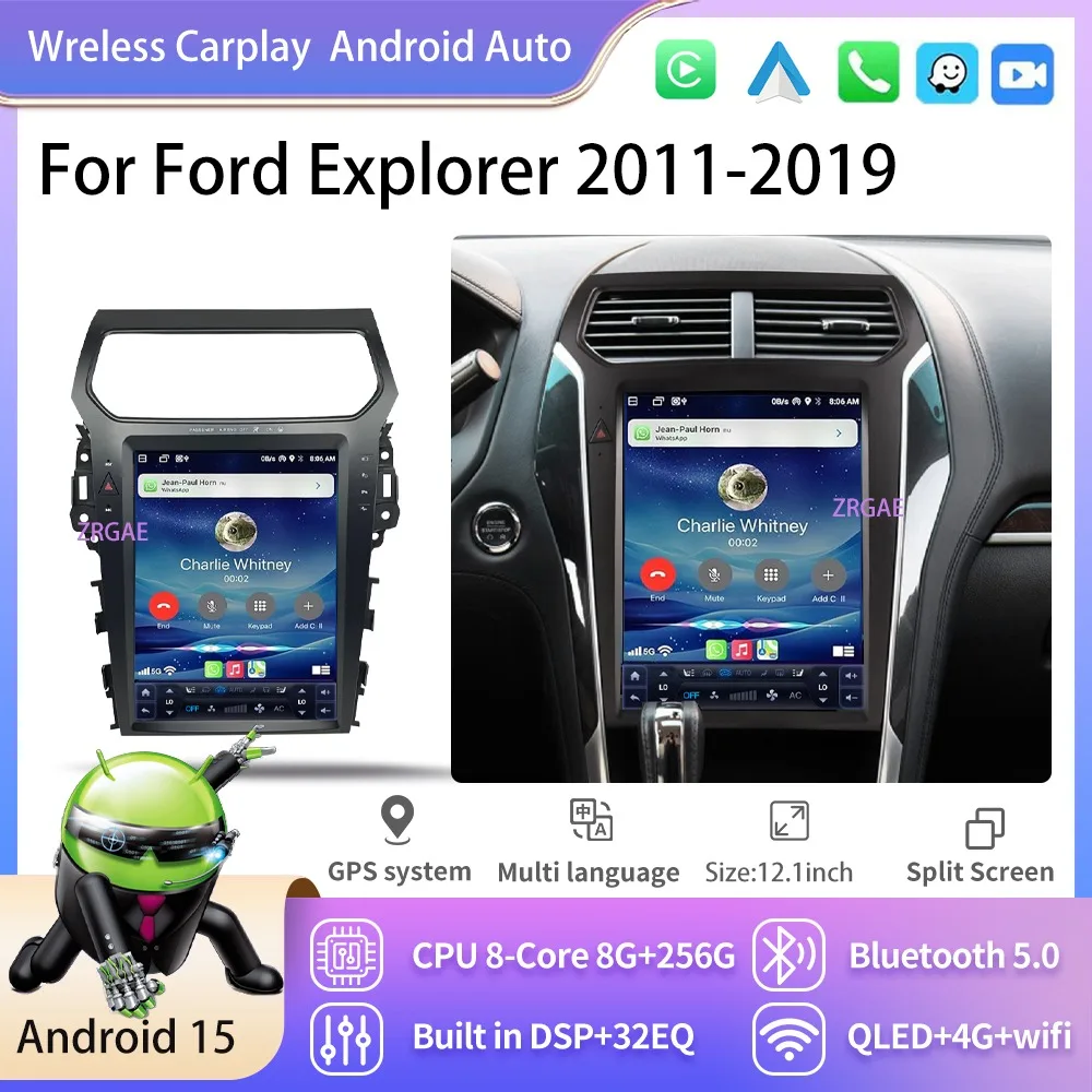12.1 polegada android 15 carplay tesla tela para ford explorer 2011-2019 rádio do carro reprodutor de vídeo multimídia navegação gps estéreo bt 4g