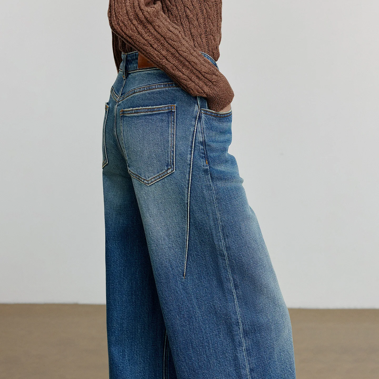 TOYOUTH Damen-Denim-Jeans, 2025, Herbst, neue Lycra-Rollsaum, gerade, weites Bein, lange Hosen