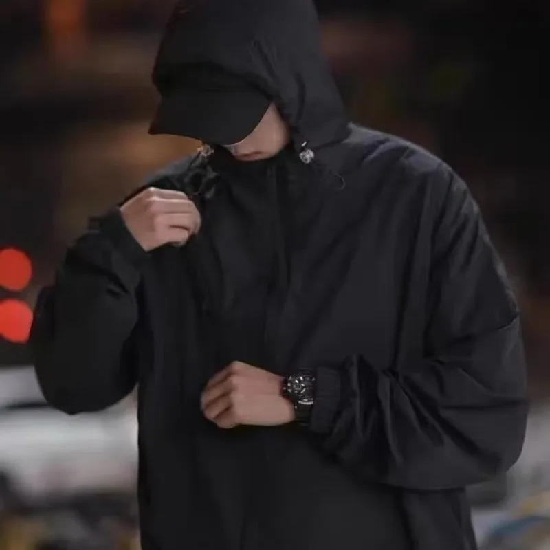 

Мужская весенне-осенняя куртка с капюшоном, модная повседневная рабочая одежда, ветровка, пальто Sli, прочная верхняя одежда, длинная молния све