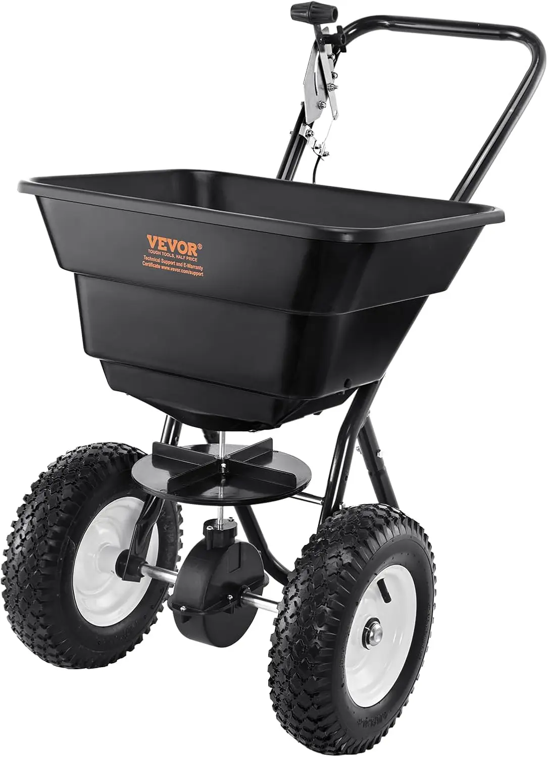 Broadcast Spreader, 80 LB Walk-Behind Turf Spreader with 12