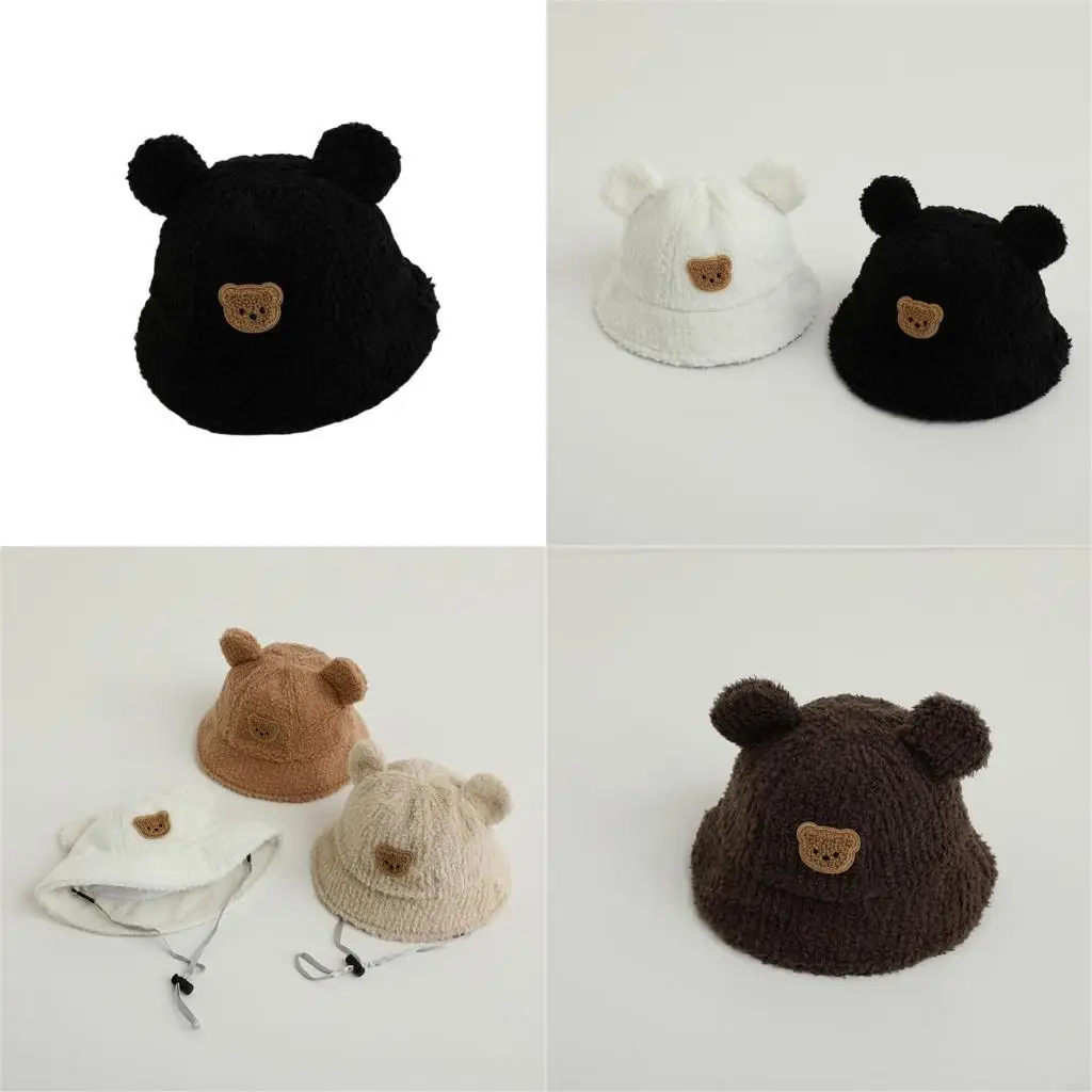 

K8GF Soft and Warm Bucket Hat for Kids 3-8T Comfortable Fleece Lined Fisherman Caps Breathable Headgear for Cold Weather