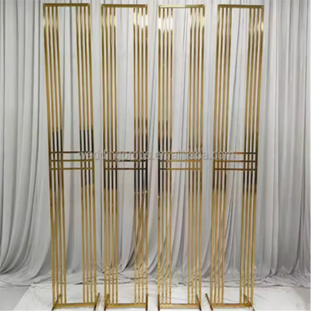 4-piece set of brand new stainless steel shiny gold wedding arch DIY screen banquet performance party background wall decoration