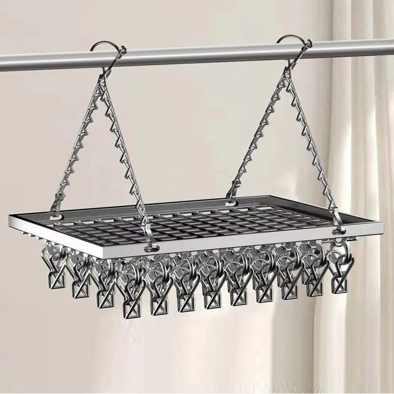 Stainless Steel Drying Basket 18 Clip Multifunctional Hangers for Clothes Underwear Drying Rack Multiple Clip Socks Baby Hangers