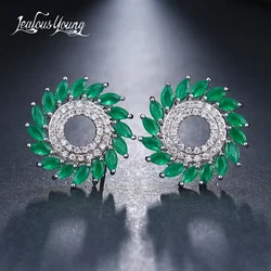 club factory Luxury Round Cubic Zircon Stud Earrings For Women Green Marquise Studs Ear For Party Bride Jewelry Gift Kupe AE590