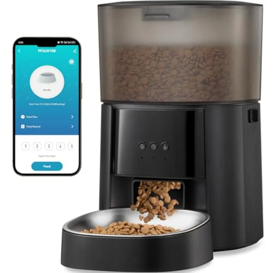 

Automatic Cat Feeder with App Control Voice Recorder 4L Dry Pet Food Dispenser for Cats and Dogs with Freshness Preservation Cu