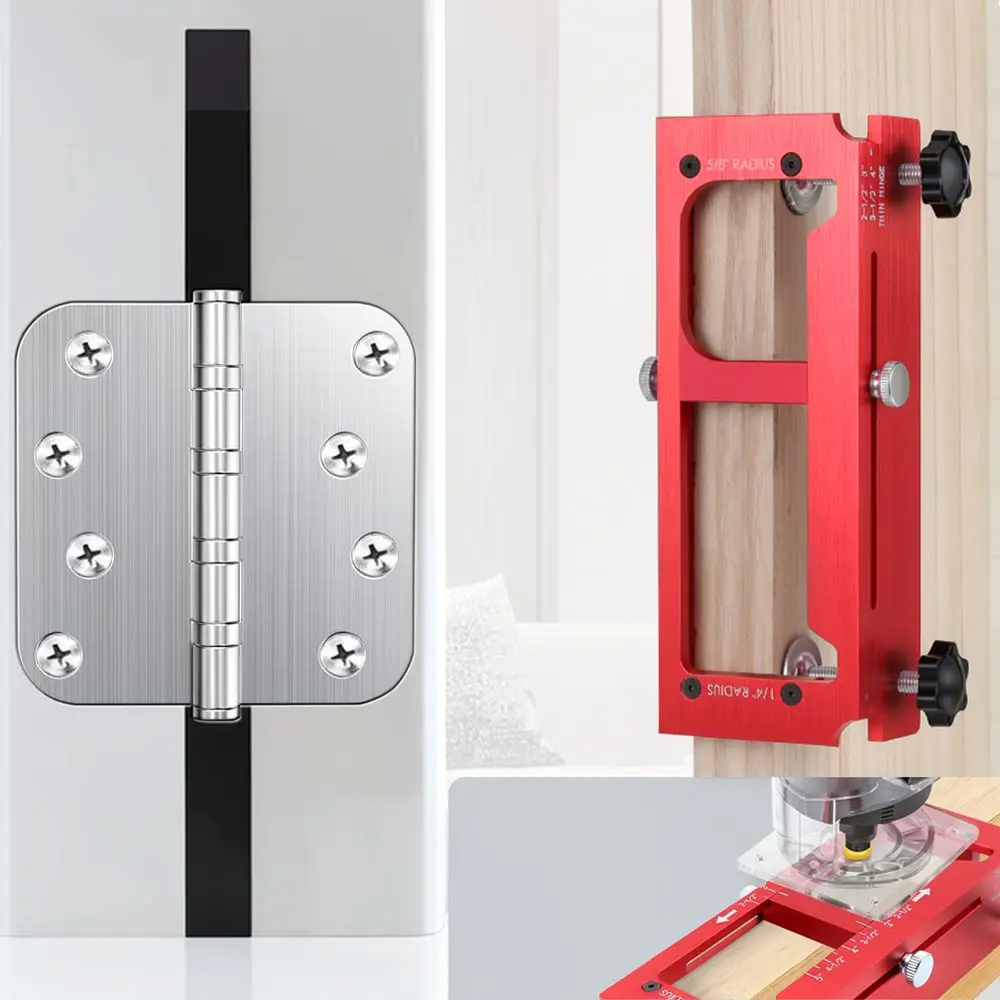 Durable Aluminum Hinge Positioning Template Door Lock Opening Tool Woodworking Drill Guide Carpentry Fixture