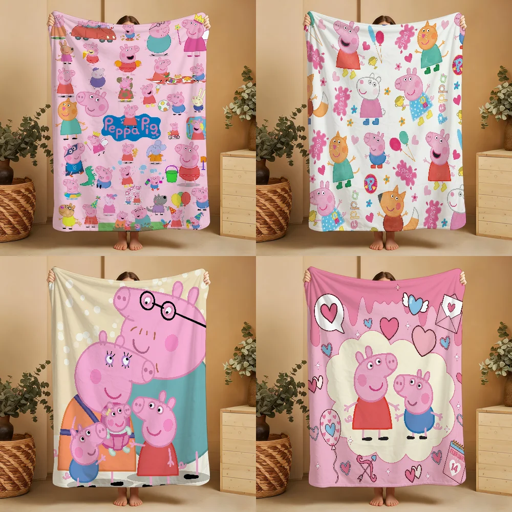 P-PeppaS-ES Decke, superkuschelig, Plüsch, für Wohnzimmer, Sofa, Couch, kindliche Geburtstagsgeschenke, P-PigS Geschenke