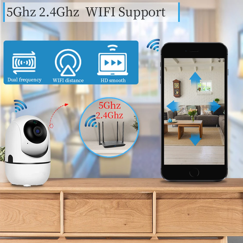 WiFi 5G IP Camera Auto Tracking Video Surveillance Cameras Mini Camera 4MP  360 Baby Monitor Cctv Camera Smart Home Wireless