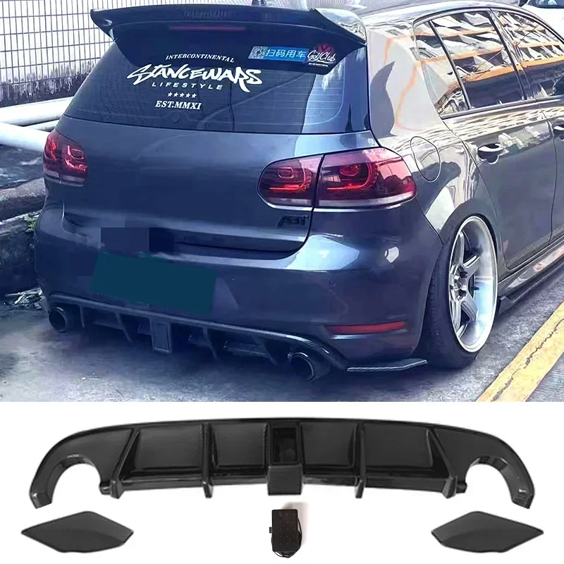 Carbon Paint Rear Diffuser for Golf MK6 GTI 2008-2013 Year Glossy Black Car Body Kit Lip Bumper Spoiler Plastic Splitter