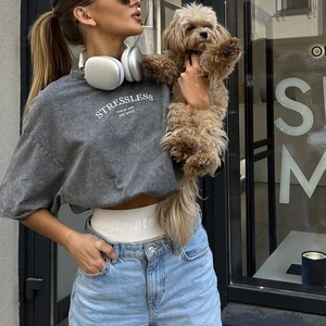 Blessyuki-Landing Women's Acid Washed Stamped T-Shirt, Plus Size, Vintage Streetwear, Mineral, Girls, Luxury Brand, Y2K 8 Main Sales Plus Size Women's Blouse - №2