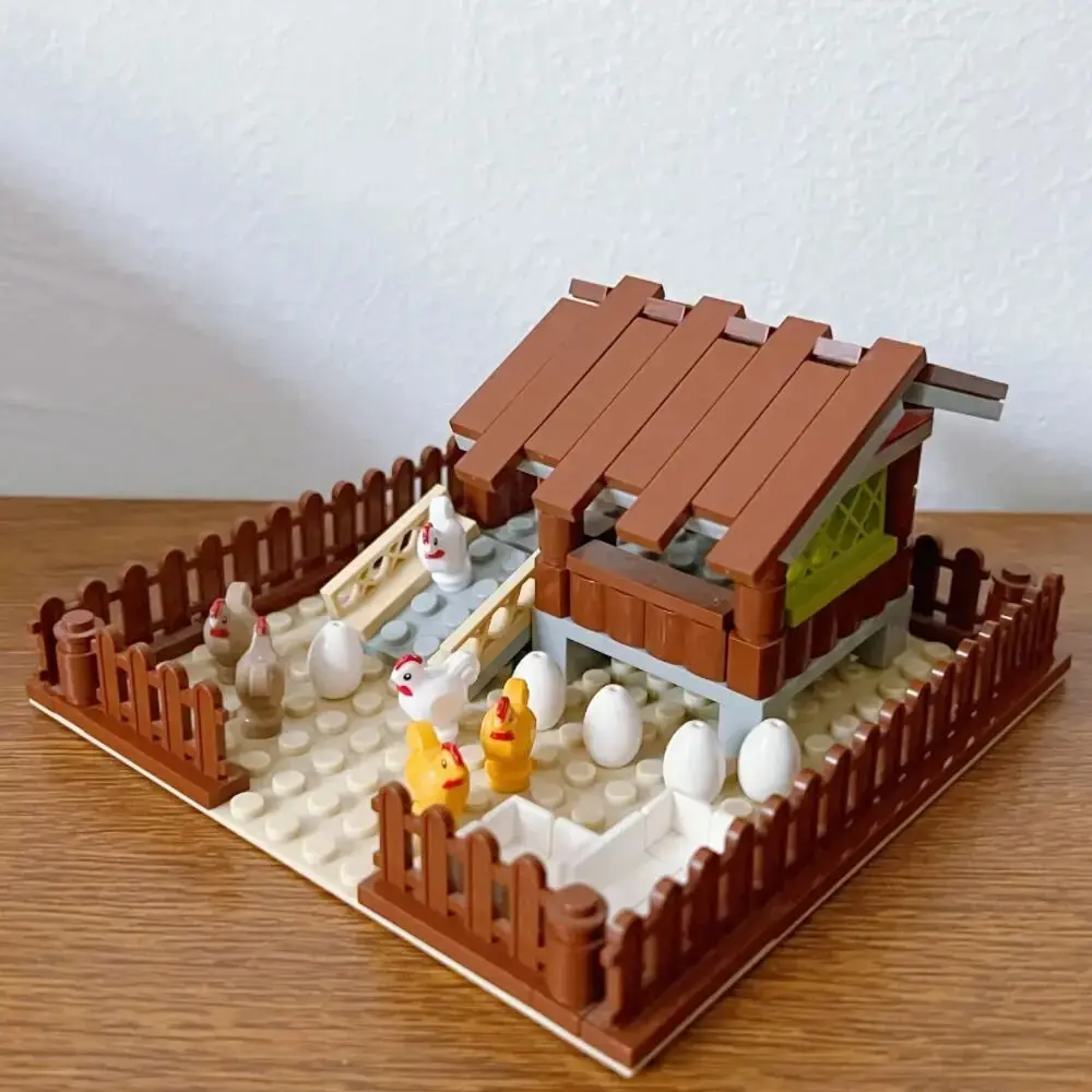 MOC Huhn Coop Henhouse Bausteine für Kinder Stadt Bauernhof Tiere Ziegel Spielzeug für Kinder Jungen Mädchen DIY Geschenke Juguetes – Detail 2
