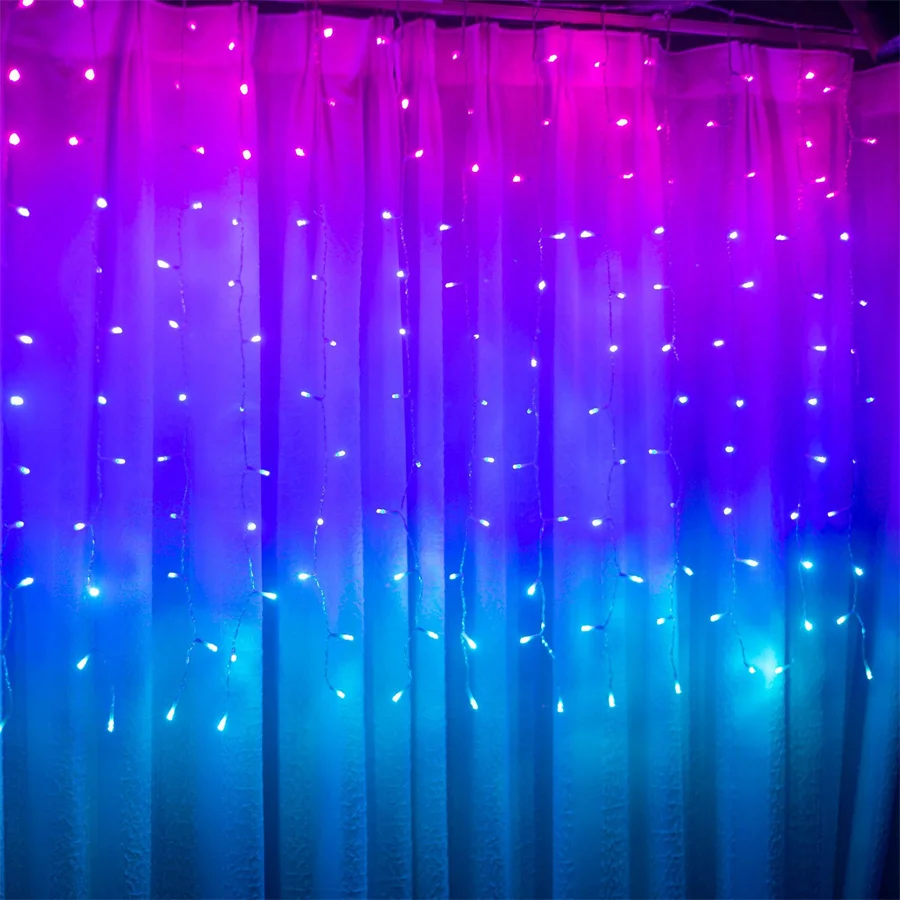 3X3M Regenboog Raam Gordijn Sprookjesachtige Verlichting Buiten Regenboog Led Ijspegel Verlichting Voor Meisjes Kamer Slaapkamer Tiener Kinderen Eenhoorn Kamer Decor