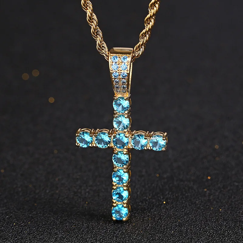 

Hip Hop Square Zircon Cross Necklace, Hypoallergenic Titanium for Nightclub & Gaming Events