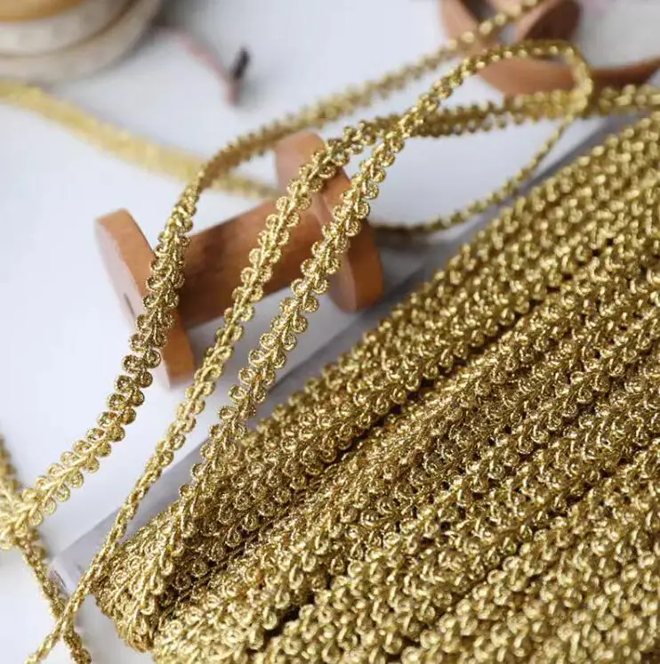 5 Meter Goldene Spitzenbänder, Gestrickte Bänder, Stoffbänder zum Nähen, Paspelierung für Cosplay-Kleidung, Handgemachtes Zubehör, DIY-Bastelarbeiten, 8mm