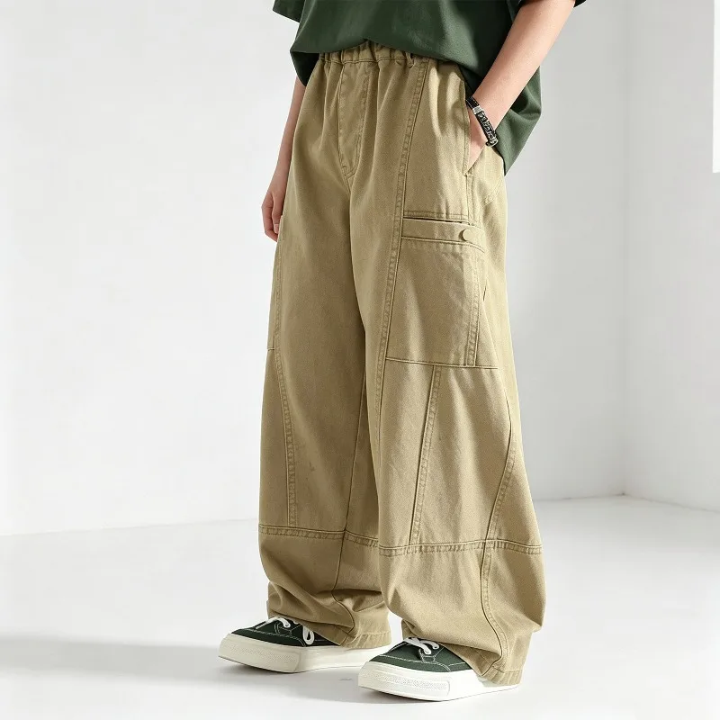 Kinder Jungen Gerade Hosen UNITIM Herbst Junior Jungen Latzhosen Lose Lässige Elastische Taille Teenager Jungen Weite Hosen – Detail 8