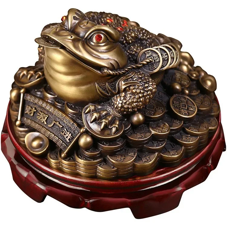 1 Pc Metal Golden Toad Ornament Money-making with Base Home Decoration Feng Shui Handicraft Store Opening Housewarming Gift