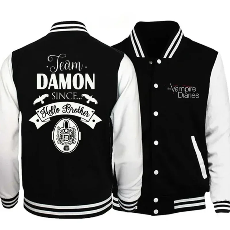 New fashion USA TV movies vampire brothers Diary jacket women men's black long sleeve round neck baseball jacket tops