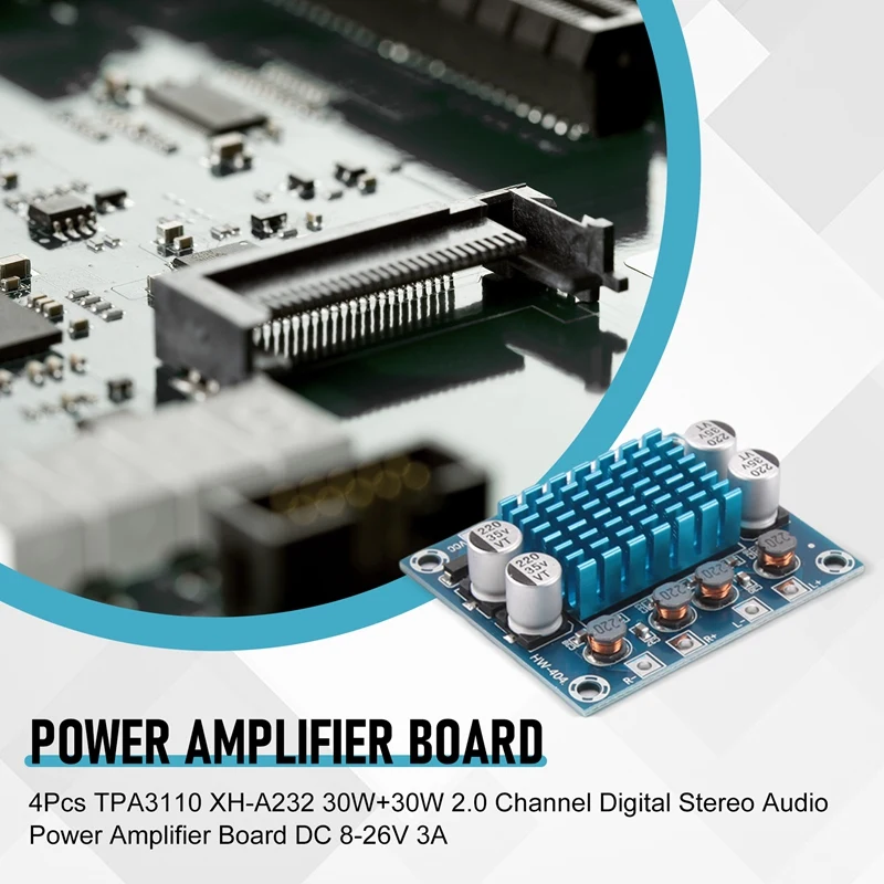 4Pcs TPA3110 XH-A232 30W+30W 2.0 Channel Digital Stereo Audio Power Amplifier Board DC 8-26V 3A