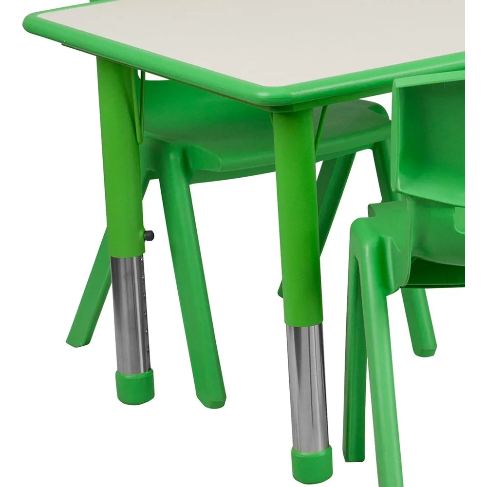 Emmy Adjustable Classroom Activity Table with 6 Stackable Chairs, Rectangular Plastic Activity Table for Kids