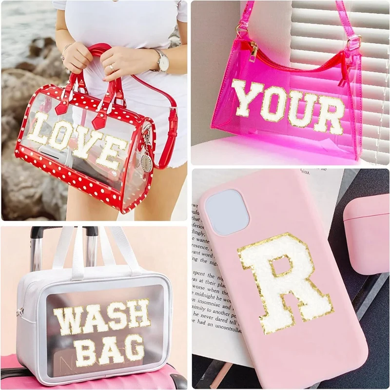 Chenille-Buchstaben zum Aufbügeln, selbstklebender Buchstaben-Aufnäher zum Aufbügeln, für College-Buchstaben, Aufkleber, Kleidung, Rucksack