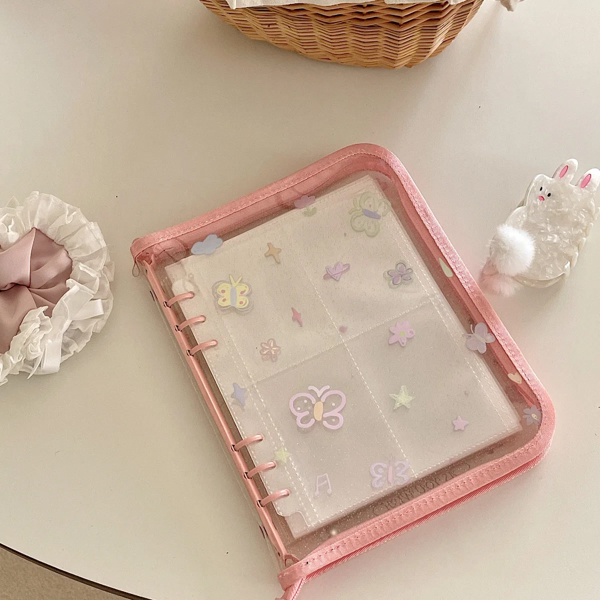 MINKYS A5 Zipper Butterfly Flower Kpop Photocard Binder Collect Book Idol Photo Card Holder Photocard Album Stationery