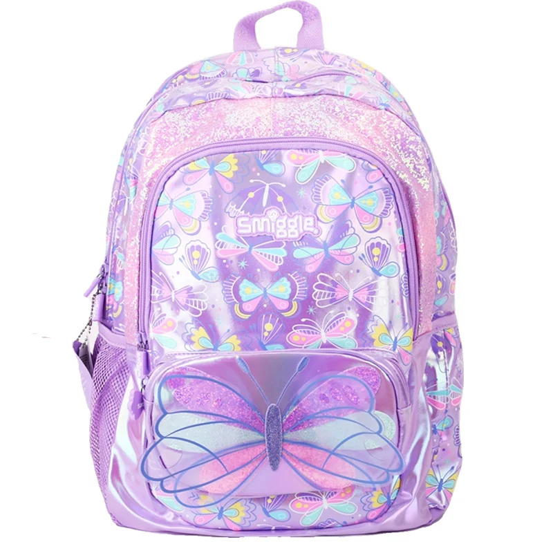 Smiggle Primary School Student Large Capacity Ultra Light Weight Reducing Butterfly Style Stationery Girl Backpack