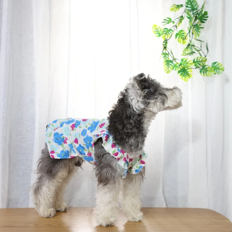 2024 Puppy Clothes Summer Thin Fragmented Cat Clothes Sling Skirt Schnauzer Bears Pet Clothing