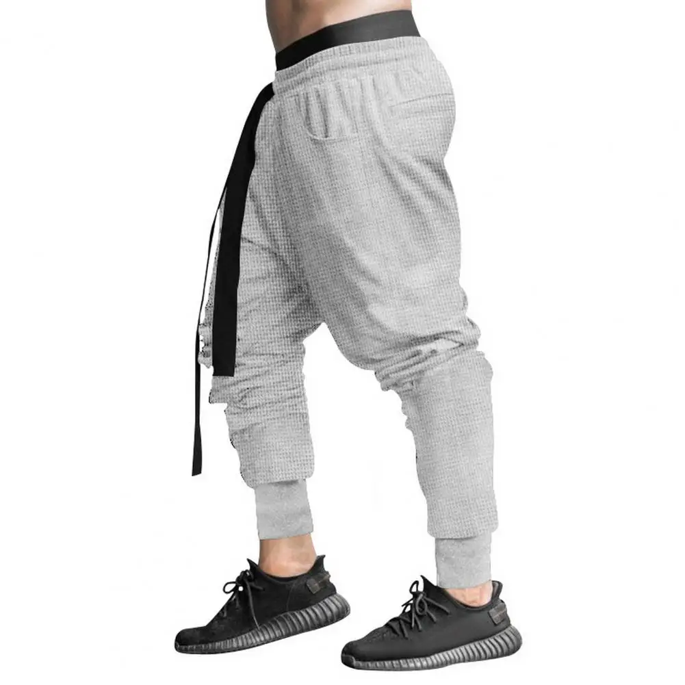 Men Casual Pants Men's Loose Harem Pants with Drawstring Waist Ankle Bands for Daily Wear Sports Activities Solid Color for Men