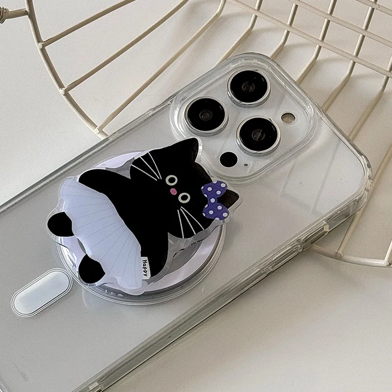 

Korean Cute Cartoon Dancing Cat Magnetic Holder Grip Tok Griptok Phone Stand Holder Support for IPhone for Pad Magsafe Smart Tok