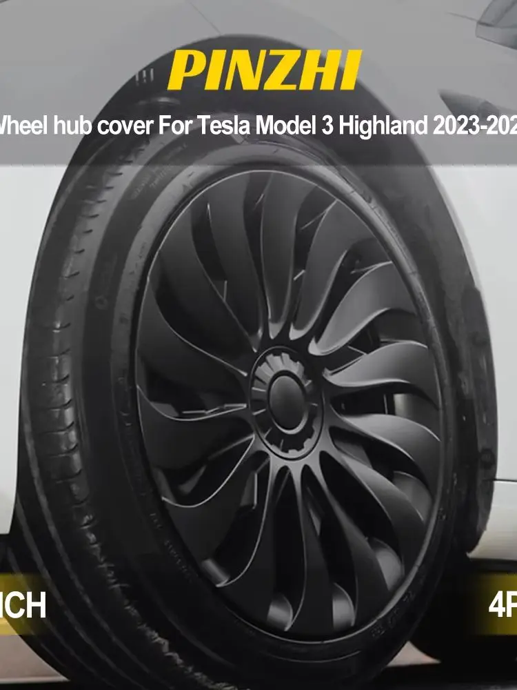 4-teiliges Radkappen-Design für Tesla Model 3 Highland Performance 2023-2026 18 Zoll Rechts & Links Radkappen im Storm-Stil Radkappen-Zubehör