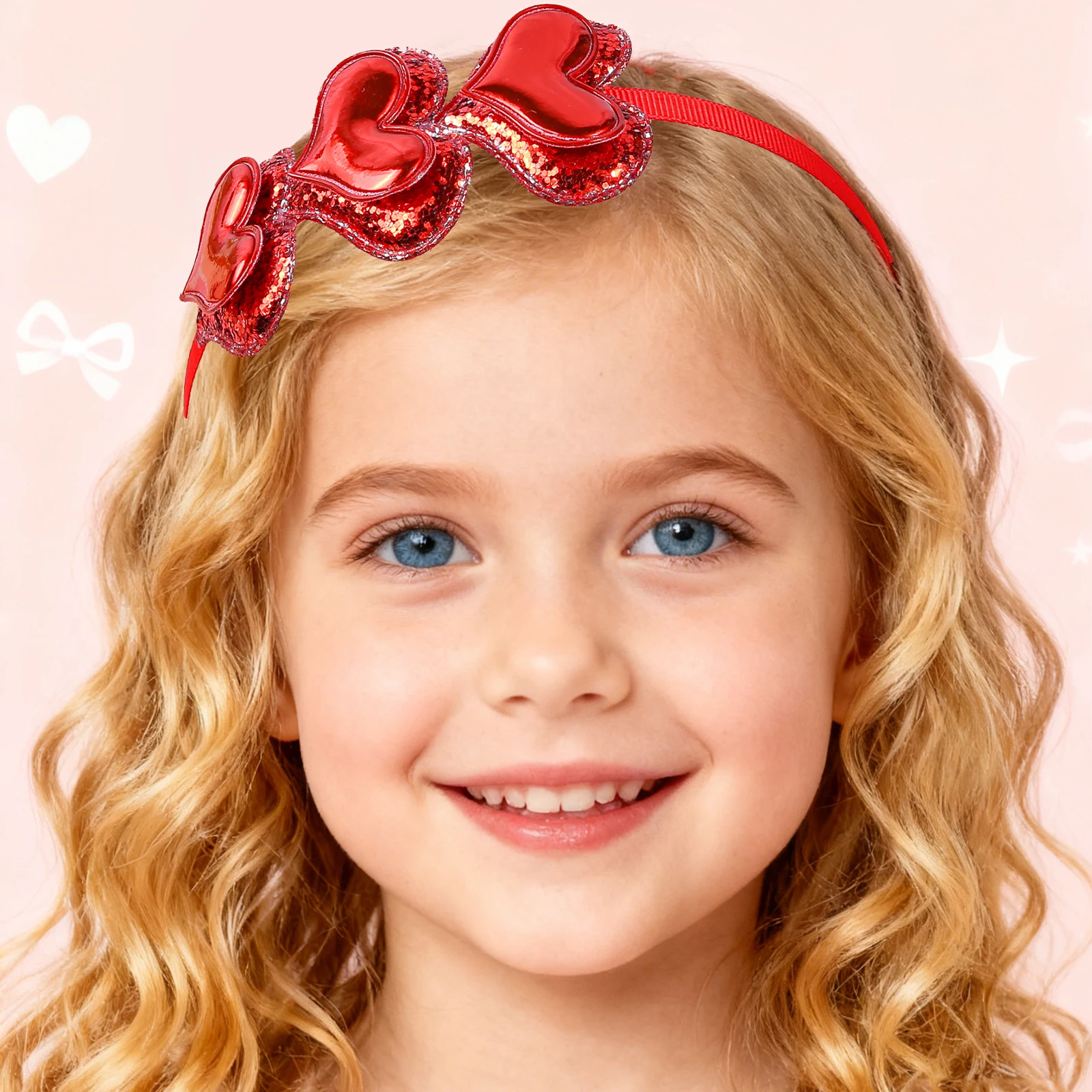 2/4 pezzi in pelle cuore glitter paillettes cuore decorazione fasce per bambini ragazze San Valentino data regalo festa decorazione accessori per capelli