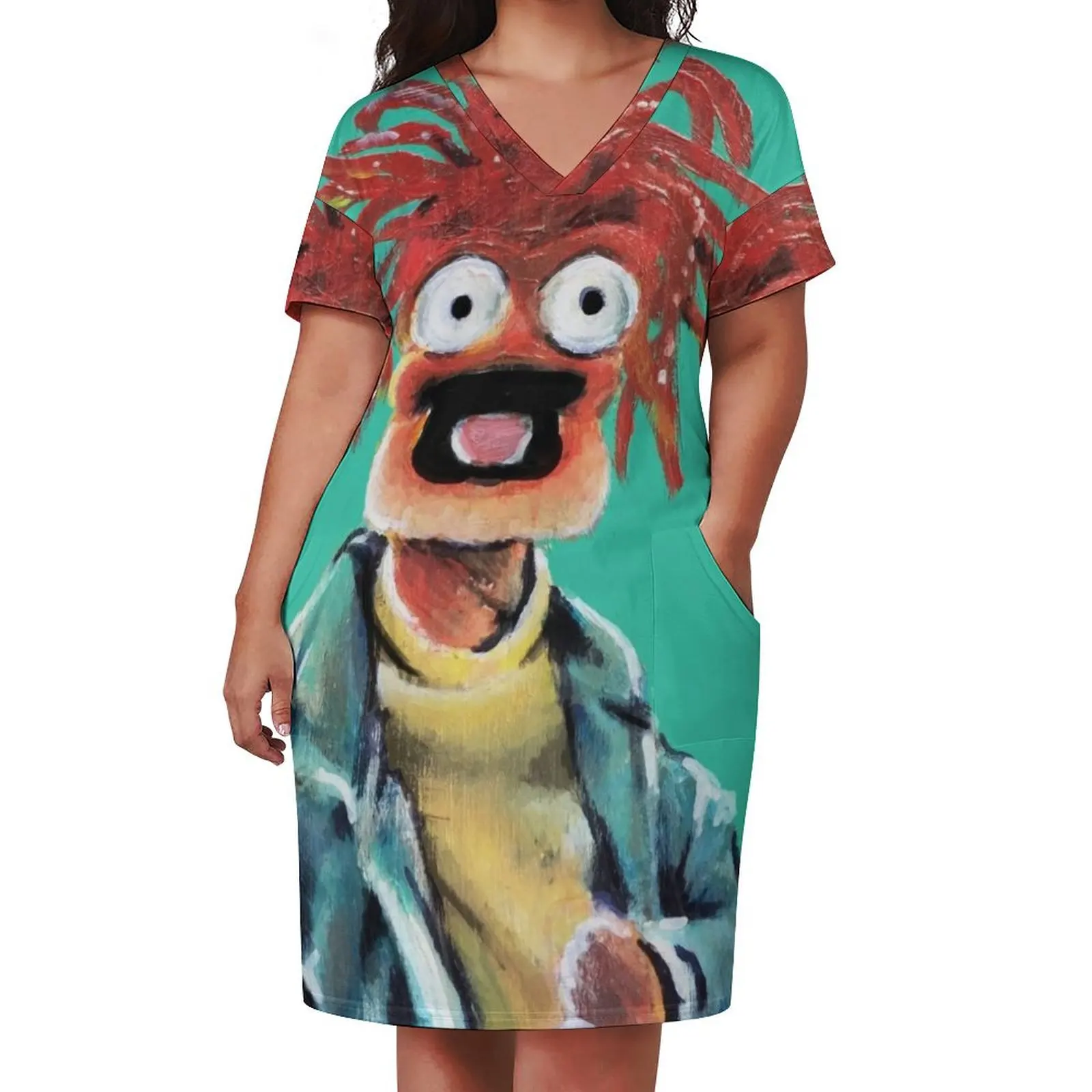 Pepe The King Prawn Fan Art Loose Pocket Dress women