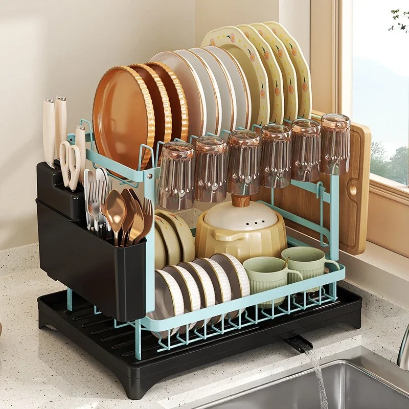 

Durable Bowl rack, kitchen rack, countertop, bowl and chopsticks drain basket, pink bowl rack, drain storage rack.