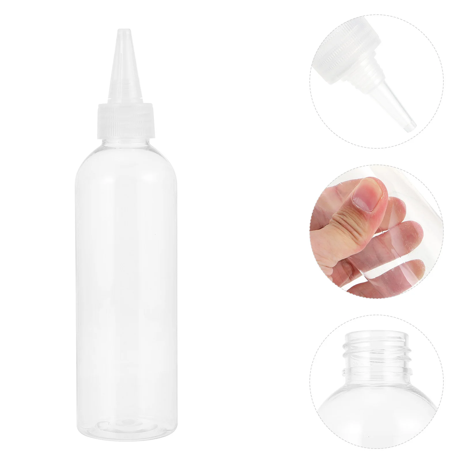 10pcs Plastic Bottles 200Ml Pointed Tip Squeeze Bottle For Hair Dye Lotion Cosmetics Applicator Refillable Portable Dispenser