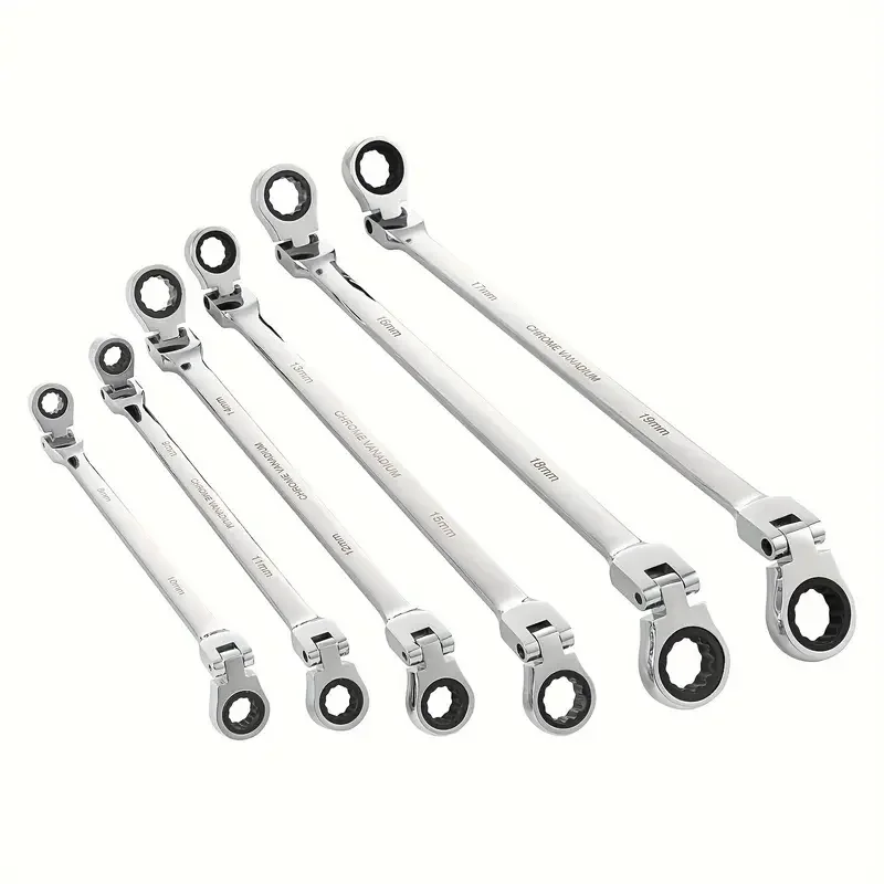 

Ratchet Wrench of Keys Spanner Set Hand Tool Ratcheting Flexible Head Mirror Finish 8mm-19mm Auto and Home Repair 1 pcs