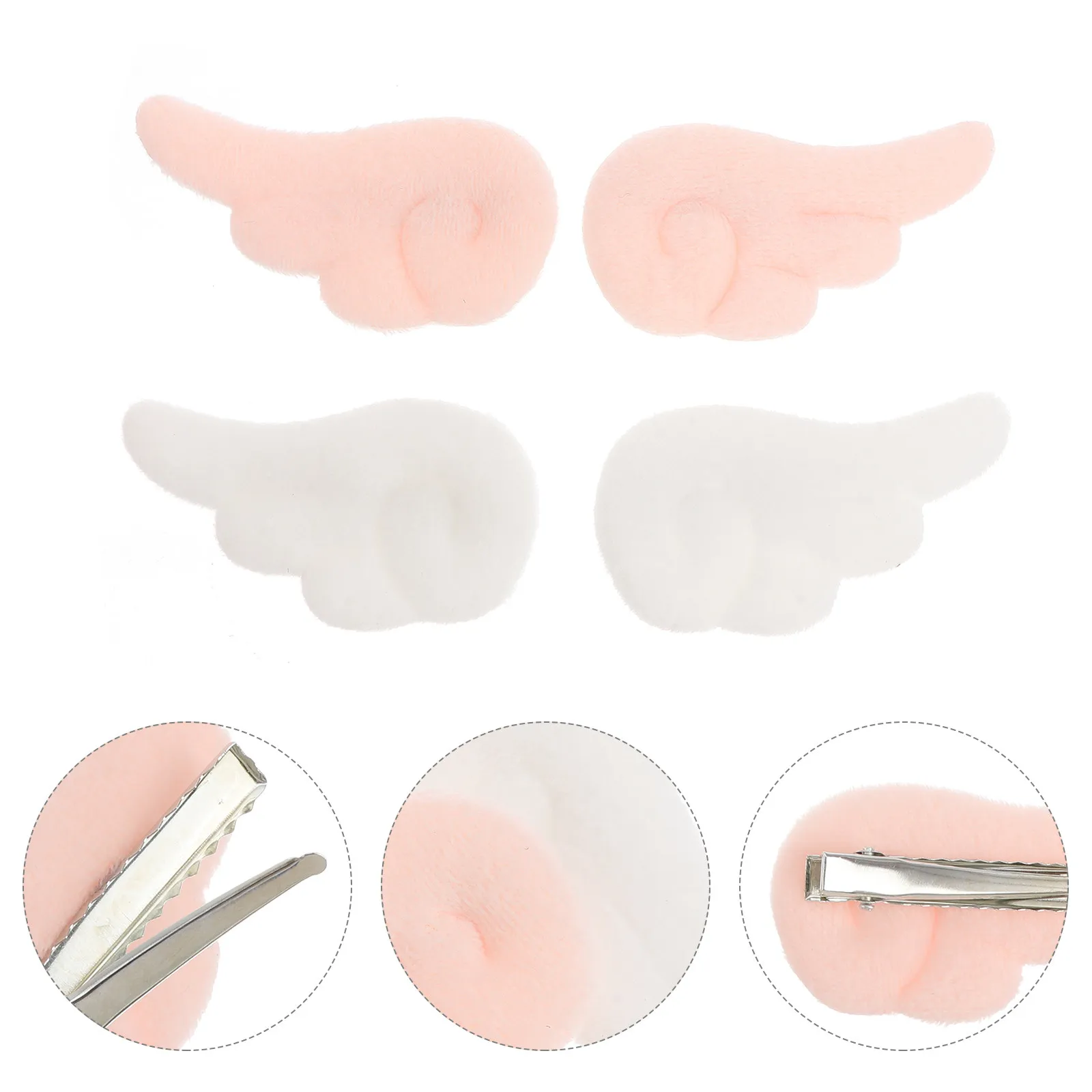 

4Pairs Hair Clips White Pink Smooth Baby Hair Clip Kids Headwear Festival Birthday Gift Lovely Hairpins