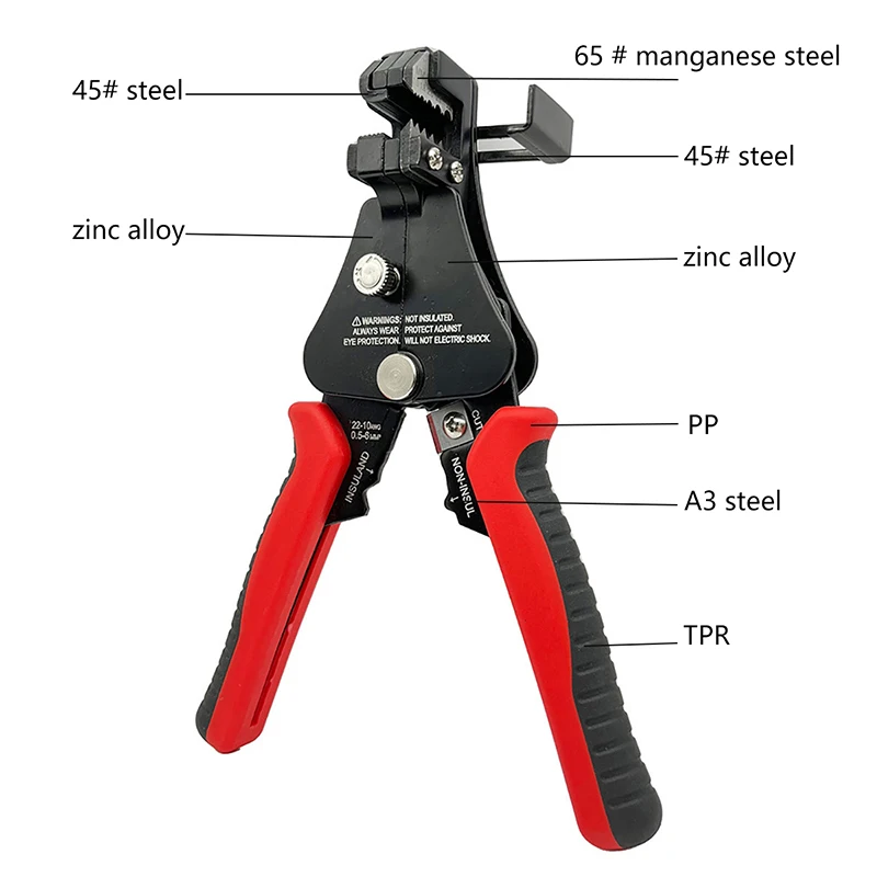 Rentang Pengupasan Pengupas Kawat Multifungsi 0.5-6Mm AWG22-10 dengan Pemangkas Benang & Terminal Tang Crimping Alat Listrik